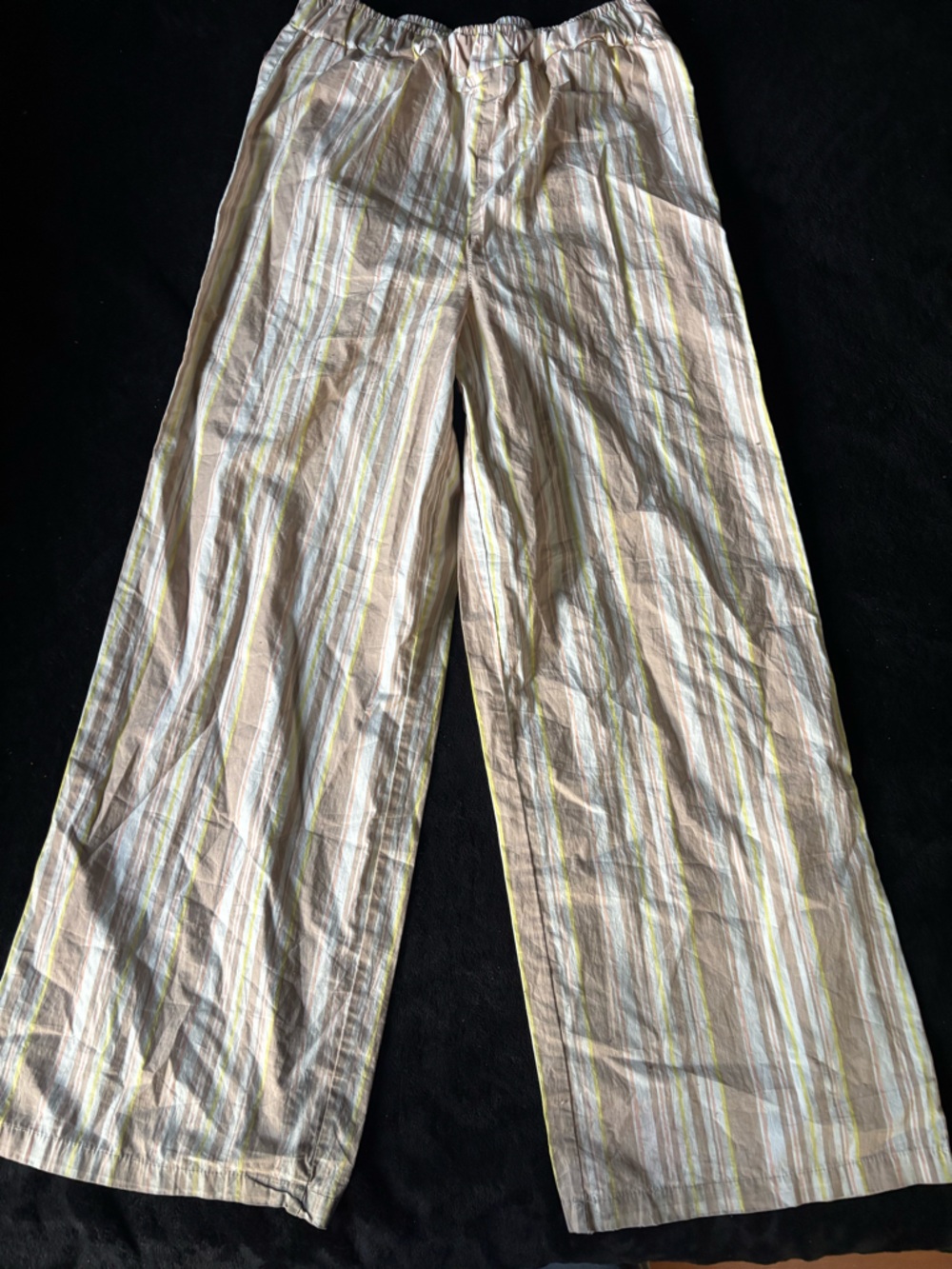 Kids Lightweight Striped Lounge Pants - Beige & Green